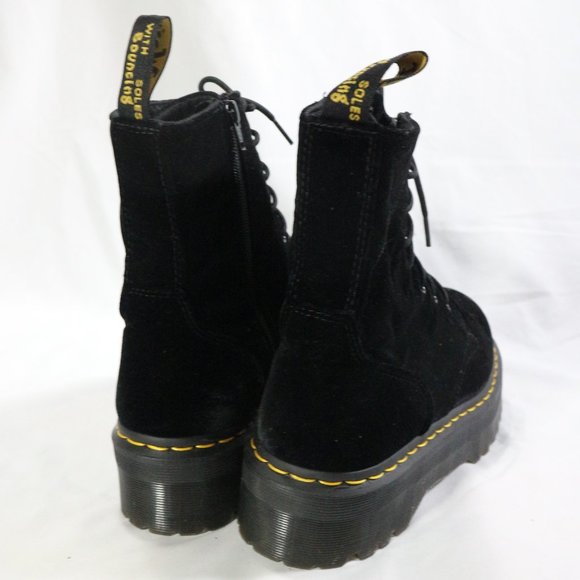 DR MARTEN'S Jadon Black Velvet Platform Zip/Lace Up Boots 12 US Wmn 11 US Men - Picture 7 of 14